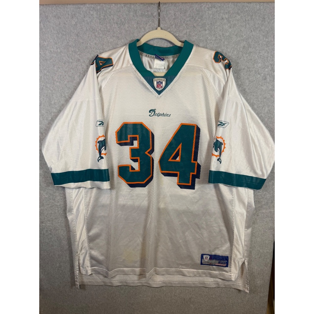 Reebok Miami Dolphins Ricky Williams 34 NFL Jersey White Mens 2XL